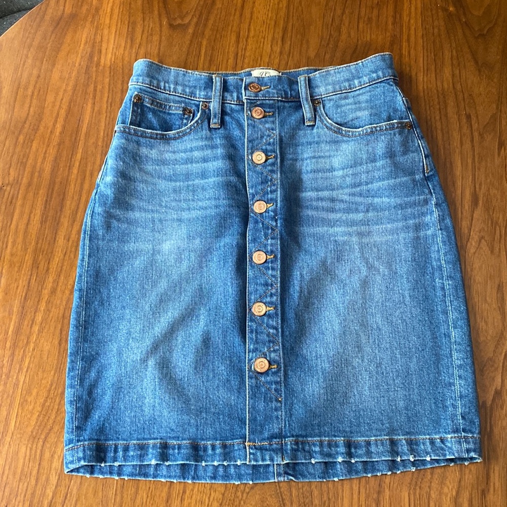J. Crew denim button front pencil skirt size 27. Like new